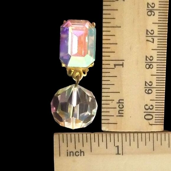 ⭐️ Les Bernard Vintage '80's Aurora Borealis Statement Clip-on Earrings - Picture 6 of 6